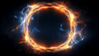 © AiDesign - magical portal  with plasma fire lightning round frame circle light effect isolated on black background