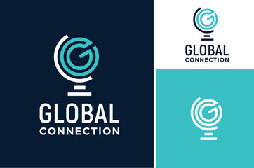 Initial Letter C G, Monogram GC CG with Globe for Earth World International Universal World Wide Global Business logo design