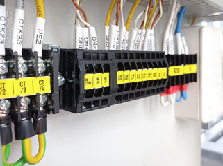 Wall Mural - Wiring terminals in electrical control cabinets