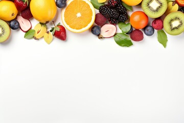 Wall Mural - plain white background with fruit border