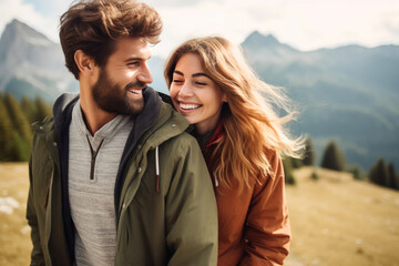 Couple Delighting in Hill Walking