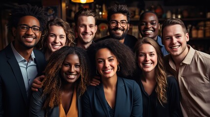 Canvas Print - portraits modernes de personnes heureuses et différentes d'un point de vue ethnique