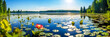 Wasserlilien auf einem See. Generiert mit KI