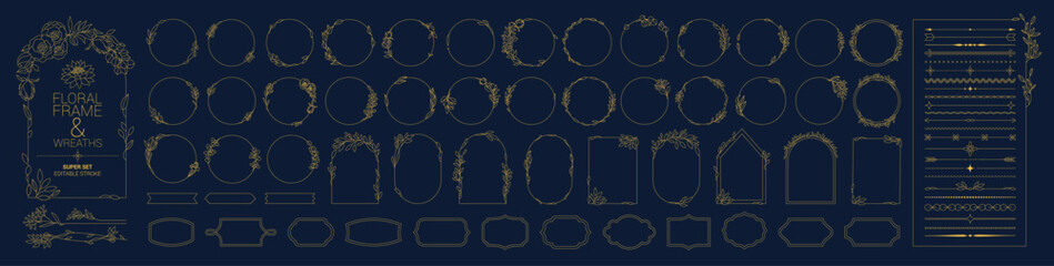 Wall Mural - set of gold vintage frame and dividers. vector illustration
