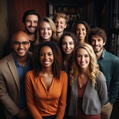 Canvas Print - portraits modernes de personnes heureuses et différentes d'un point de vue ethnique