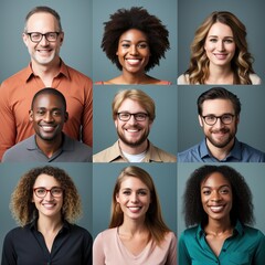 Canvas Print - portraits modernes de personnes heureuses et différentes d'un point de vue ethnique