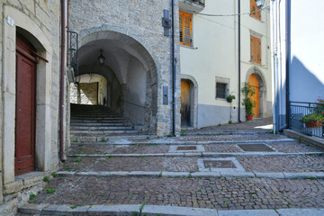 A characteristic street of  Agnone,  a medieval village in the Isernia province, Italy.