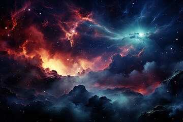 abstract illustration, colorful space galaxy cloud nebula. stary night cosmos. universe science astr