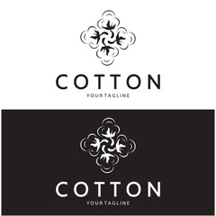 Wall Mural - Soft natural organic cotton flower plant logo for cotton plantations, industries,business,textile,clothing and beauty,vector