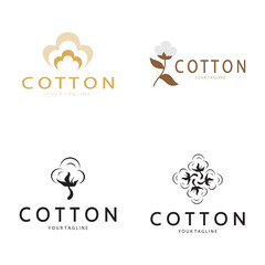 Wall Mural - Soft natural organic cotton flower plant logo for cotton plantations, industries,business,textile,clothing and beauty,vector