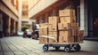 © ReneLa/Peopleimages - AI - Cardboard box packages on trolley. Logistics and distribution service