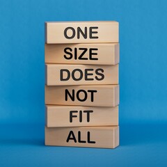 one size does not fit all symbol. concept words one size does not fit all on wooden blocks.one size 