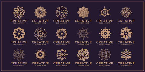 Set of collection luxury floral ornament beauty logo design abstract