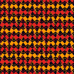 Wall Mural - Ethnic seamless pattern. Freehand horizontal zigzag chevron stripes print. Boho chic design background. Indigenous, tribal style wallpaper. Brush strokes, handdrawn geometric ornament