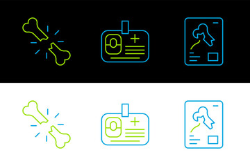 Poster - Set line X-ray shots, Human broken bone and Identification badge icon. Vector