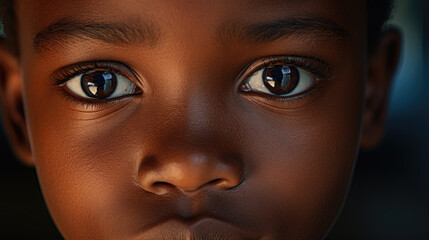 Sticker - Portrait of a serious Afro-American boy.