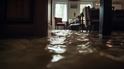 Wall Mural - Flooded floor at home. Generative AI