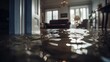 © ColdFire - Flooded floor at home. Generative AI