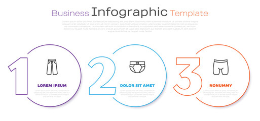 Sticker - Set line Pants, Men underpants and Cycling shorts. Business infographic template. Vector