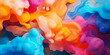 © sdmin_d - Bright abstract background. Flow of multi-colored paint. Multicolored liquid, abstract 3D background. AI generative