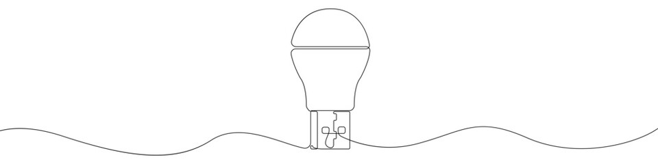 Light bulb line continuous drawing vector. One line The Wireless USB light bulb vector background. Led light bulb icon. Continuous outline of a Housekeeper light bulb.
