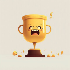 Canvas Print - ai generated Illustration humor gold trophy with expression