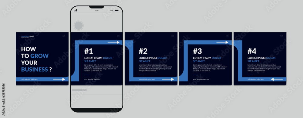 Set of Linkedin Carousel Post, editable social media Instagram carousel ...