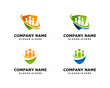 Set of Shield community success icon logo vector. Collection of protection community logo vector template