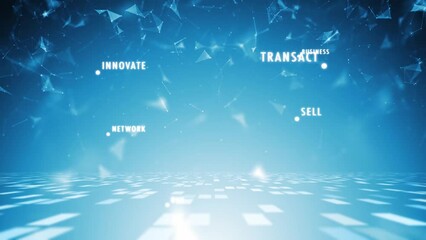 Futuristic business word cloud loop cyberspace network. Concept technology animation background.