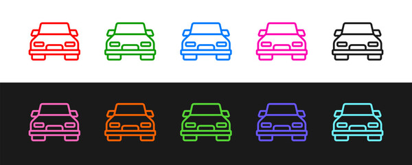 Sticker - Set line Car icon isolated on black and white background. Vector