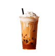 Delicious Iced Latte or Cappuccino with Pumpkin Spice Isolated on a Transparent Background