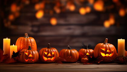 Canvas Print - Illustration of Halloween Decorations for Banners, Flyers and Cards - Generativ AI