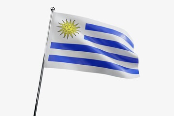 Uruguay - waving fabric flag isolated on white background - 3D illustration