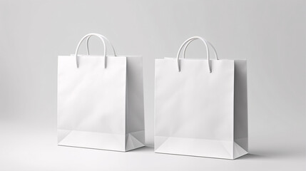 Mockup set of Realistic white Shopping Bag for branding and corporate identity design. Paper package template isolated on white