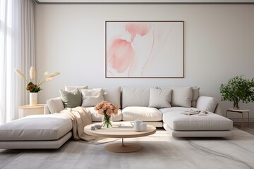 Wall Mural - Contemporary Living Room Interior with Stylish and Comfortable Decor