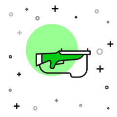 Poster - Filled outline Biathlon rifle icon isolated on white background. Ski gun. Vector