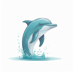 Wall Mural - Illustration of a cartoon of a dolphin. Generative AI.