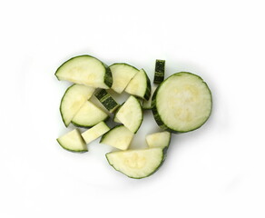 Canvas Print - Fresh cutted zucchini isolated on a white background. Design element for product label.