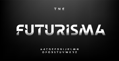 Leinwandbilder - Futuristic Font with a Modern Touch, Perfect for Tech Enthusiasts. Ideal for EDM and Cyberpunk Logos. Unique Digital Typography in Contemporary Style. Vector Typeset