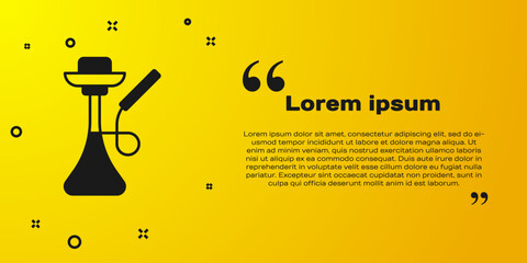 Wall Mural - Black Hookah icon isolated on yellow background. Vector