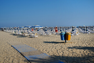 Canvas Print - Bulgarian beach on the Black sea coast at Albena in a summer hot day.