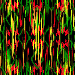 Leinwandbilder - Geometric abstract grunge vintage pattern. Ikat style. Seamless vector image.