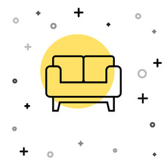 Sticker - Black line Sofa icon isolated on white background. Random dynamic shapes. Vector