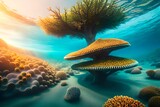 Fototapeta Do akwarium - 3d render of a coral reef in the ocean