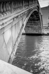 Ponte degli Scalzi, historic bridge of Venice in the foreground, imposing above the Grand Canal