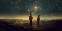 Two Brothers Looking At A Little Star