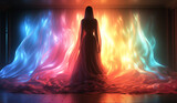 Fototapeta Kosmos - The fabric of the dress blends in with the background lights. AI generated