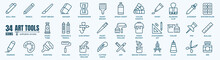 Art Tools, Creativity And Graphic Design Related Editable Stroke Outline Icons Set Isolated On White Background Flat Vector Illustration. Pixel Perfect.