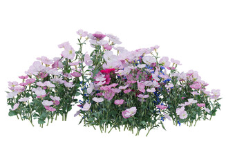 Sticker - Various types of pink flowers grass bushes shrub and small plants isolated	