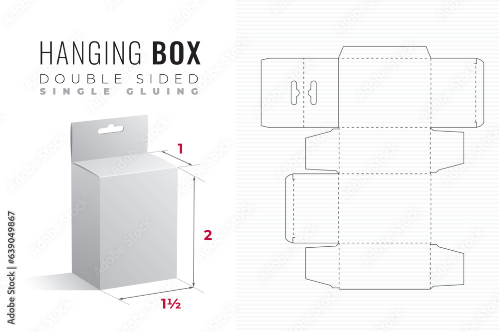 Hanging Double Sided Packaging Box Die Cut One and Half Width Double ...